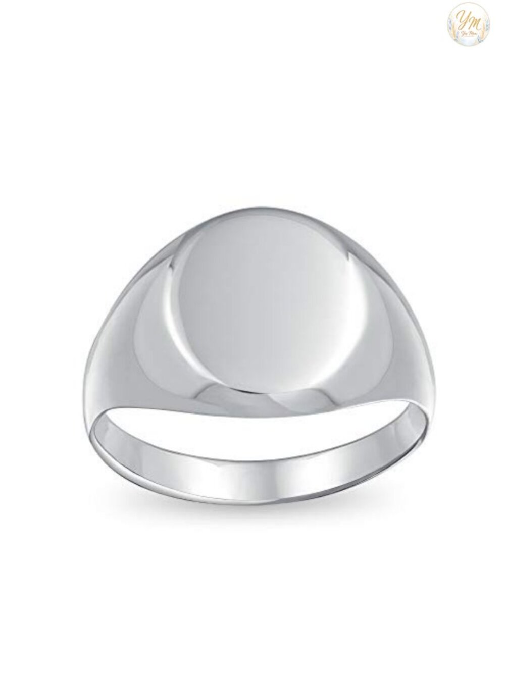 Sterling Silver Oval Signet Ring Men's Monogram Style Polished Finish
